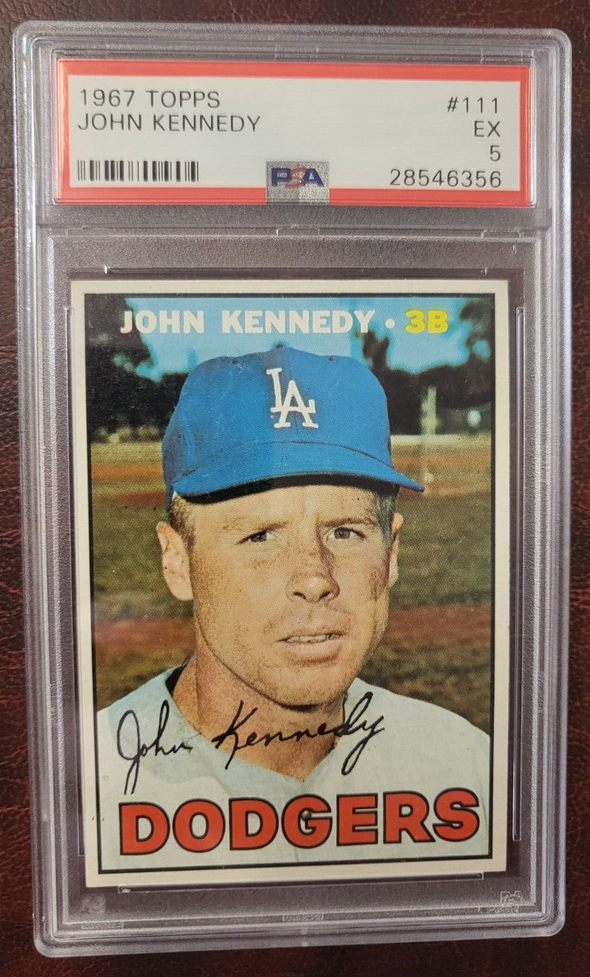 1967 TOPPS JOHN KENNEDY LA DODGERS BASEBALL CARD #111 PSA 5 EX