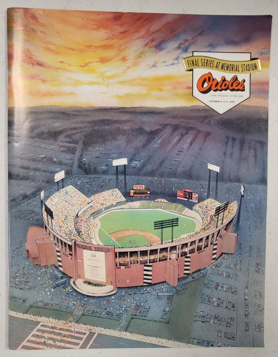 1991 BALTIMORE ORIOLES FINAL SERIES AT MEMORIAL STADIUM PROGRAM & SCORECARD