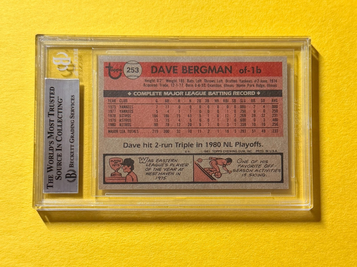 1981 TOPPS DAVE BERGMAN #253 SIGNED AUTO CARD BECKETT AUTHENTIC ASTROS