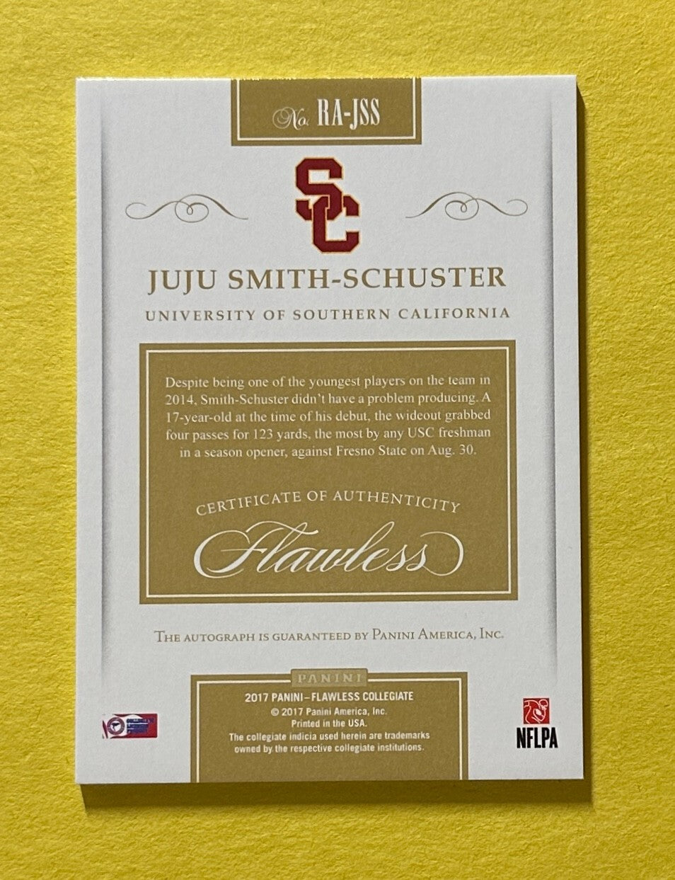 2017 PANINI FLAWLESS JUJU SMITH-SCHUSTER BLUE AUTO /15 #RA-JSS USC