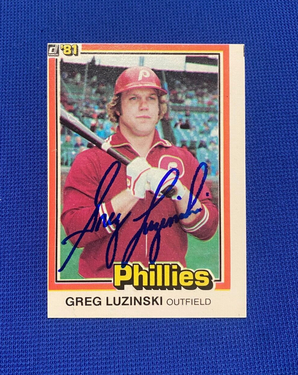 1981 DONRUSS GREG LUZINSKI PHILADELPHIA PHILLIES SIGNED AUTOGRAPH CARD #175 COA