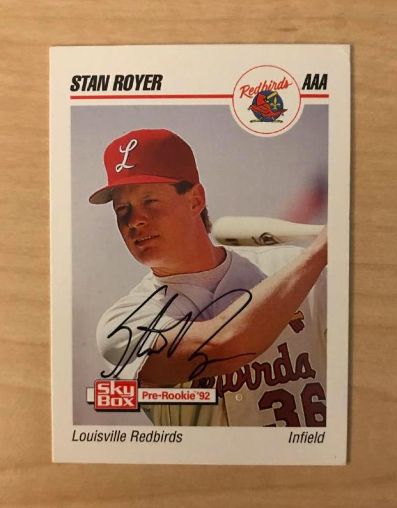STAN ROYER LOUISVILLE REDBIRDS SIGNED AUTOGRAPHED 1992 SKYBOX CARD #129 W/COA
