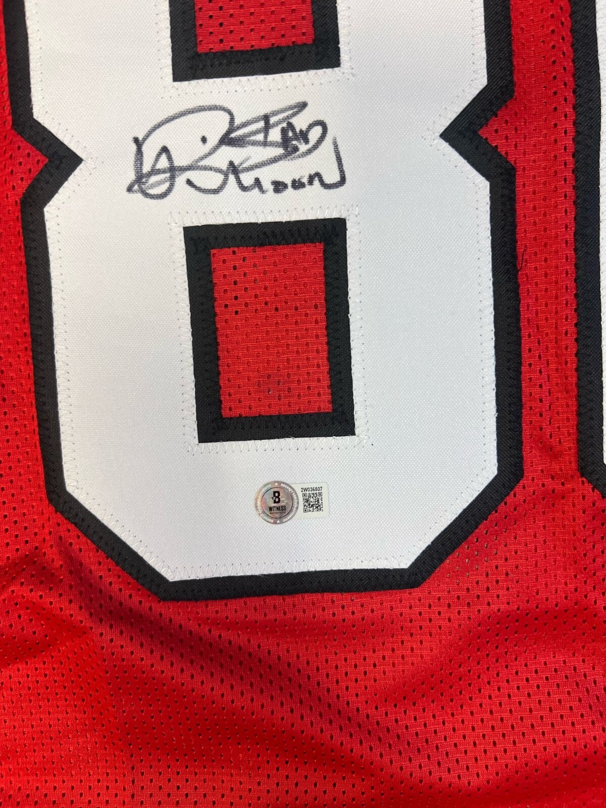 ANDRE RISON ATLANTA FALCONS SIGNED AUTOGRAPHED RED CUSTOM JERSEY SZ XL BAS