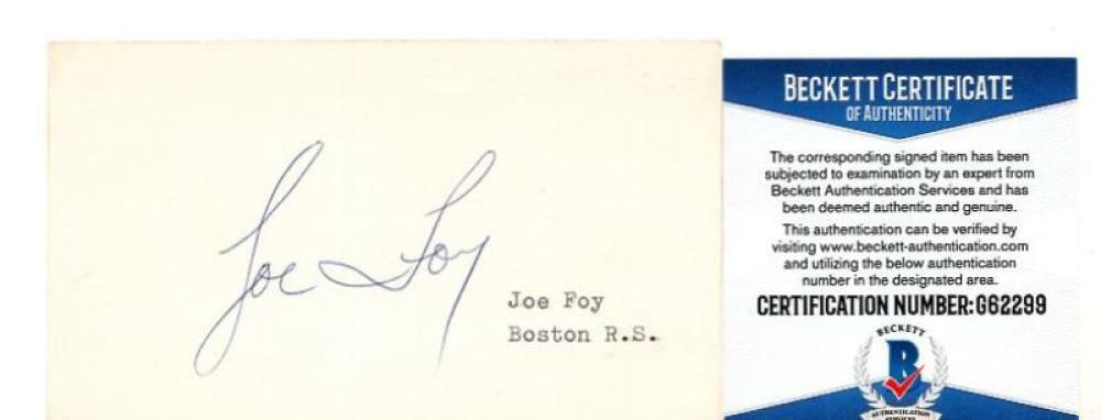 JOE FOY BOSTON RED SOX SIGNED 3X5 INDEX CARD BECKETT #G62299