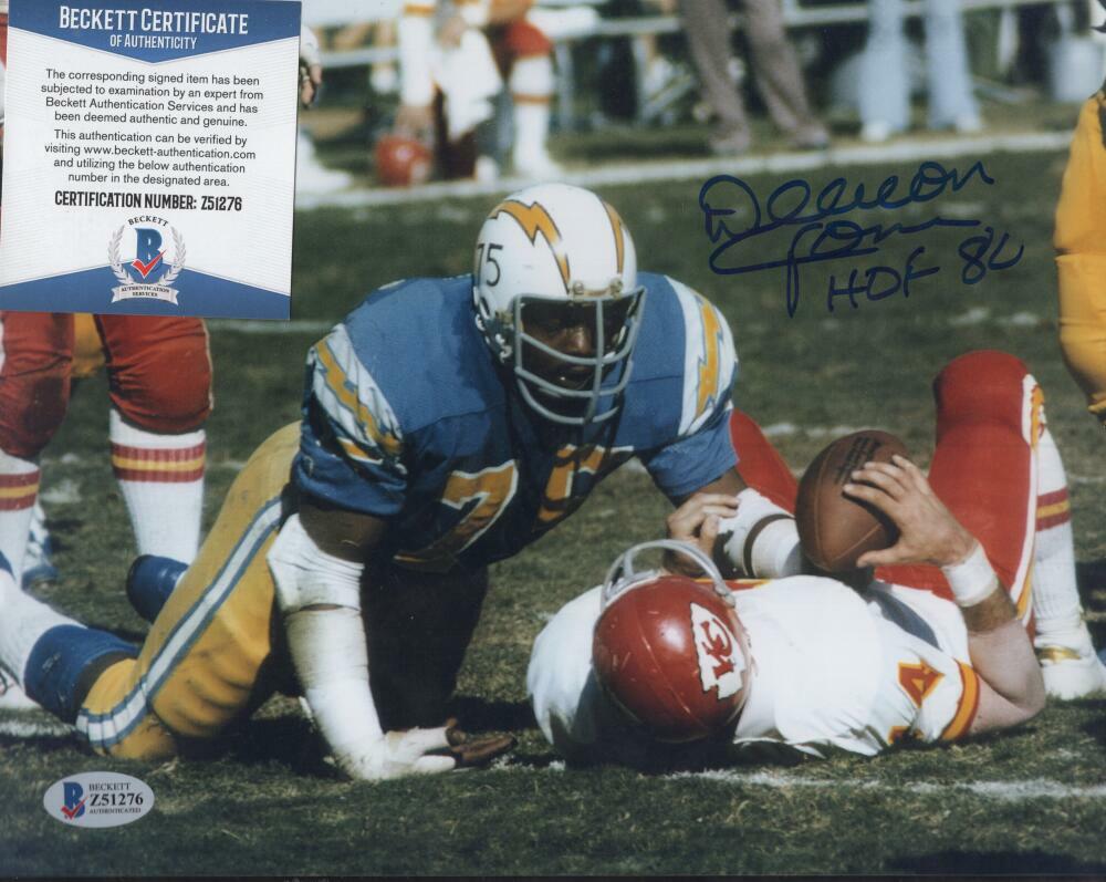 DEACON JONES SAN DIEGO CHARGERS HOF 80 SIGNED 8X10 PHOTO BECKETT Z51276