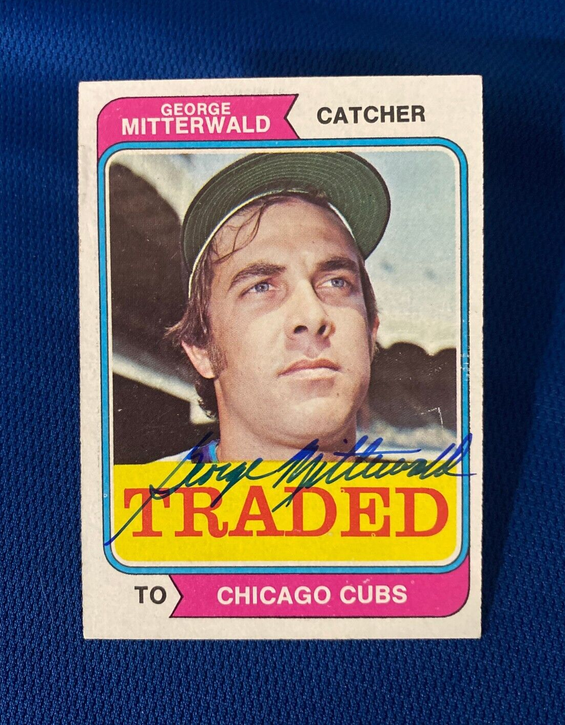 1974 TOPPS GEORGE MITTERWALD CHICCAGO CUBS AUTOGRAPHED SIGNED CARD #249 W/COA