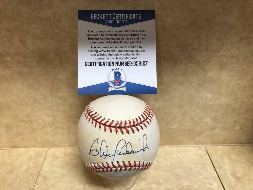 PETER UEBERROTH BASEBALL COMMISSIONER SIGNED A.L. BASEBALL BECKETT G58127