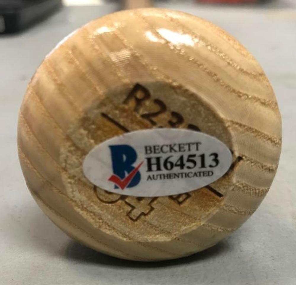 NICK SENZEL CINCINNATI REDS SIGNED ENGRAVED BLONDE BAT BECKETT H64513
