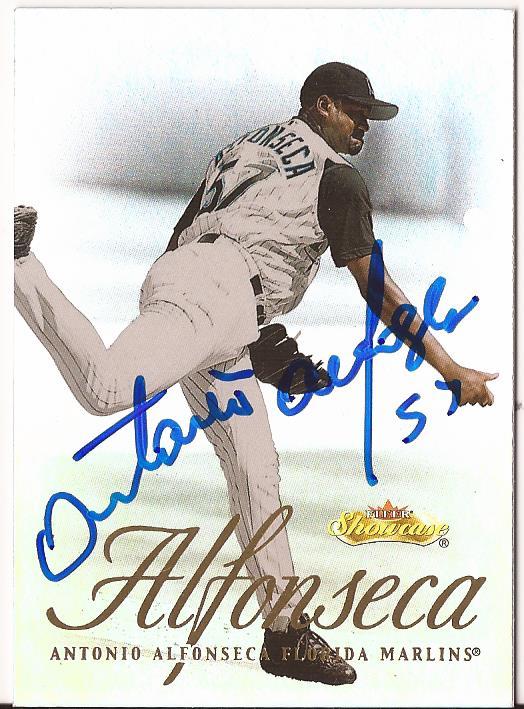 ANTONIO ALFONSECA FL MARLINS SIGNED AUTOGRAPHED 2000 FLEER SHOW CARD #94 COA