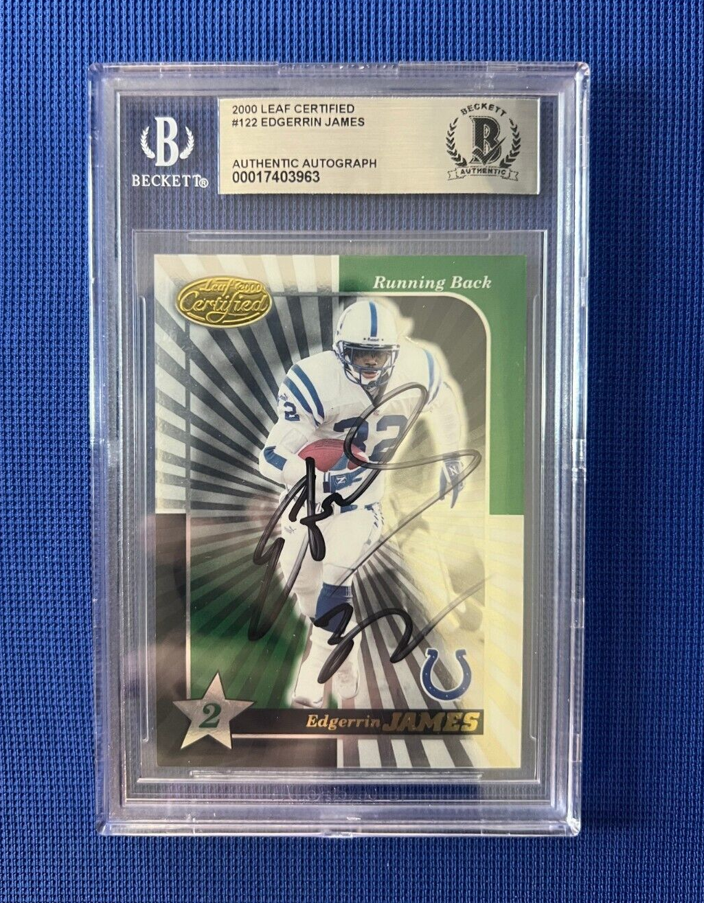 2000 LEAF CERTIFIED EDGERRIN JAMES COLTS SIGNED AUTOGRAPHED CARD #122 BECKETT