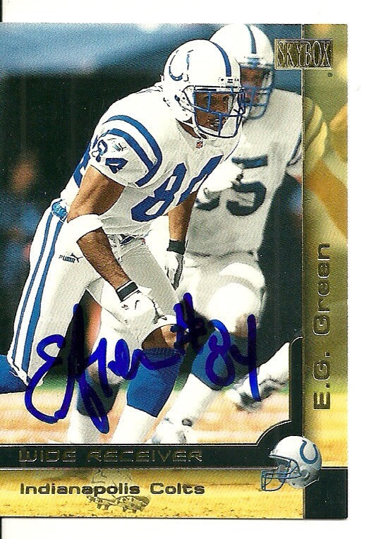 E.G. GREEN INDIANAPOLIS COLTS SIGNED AUTOGRAPHED 2000 SKYBOX CARD #37 W/COA