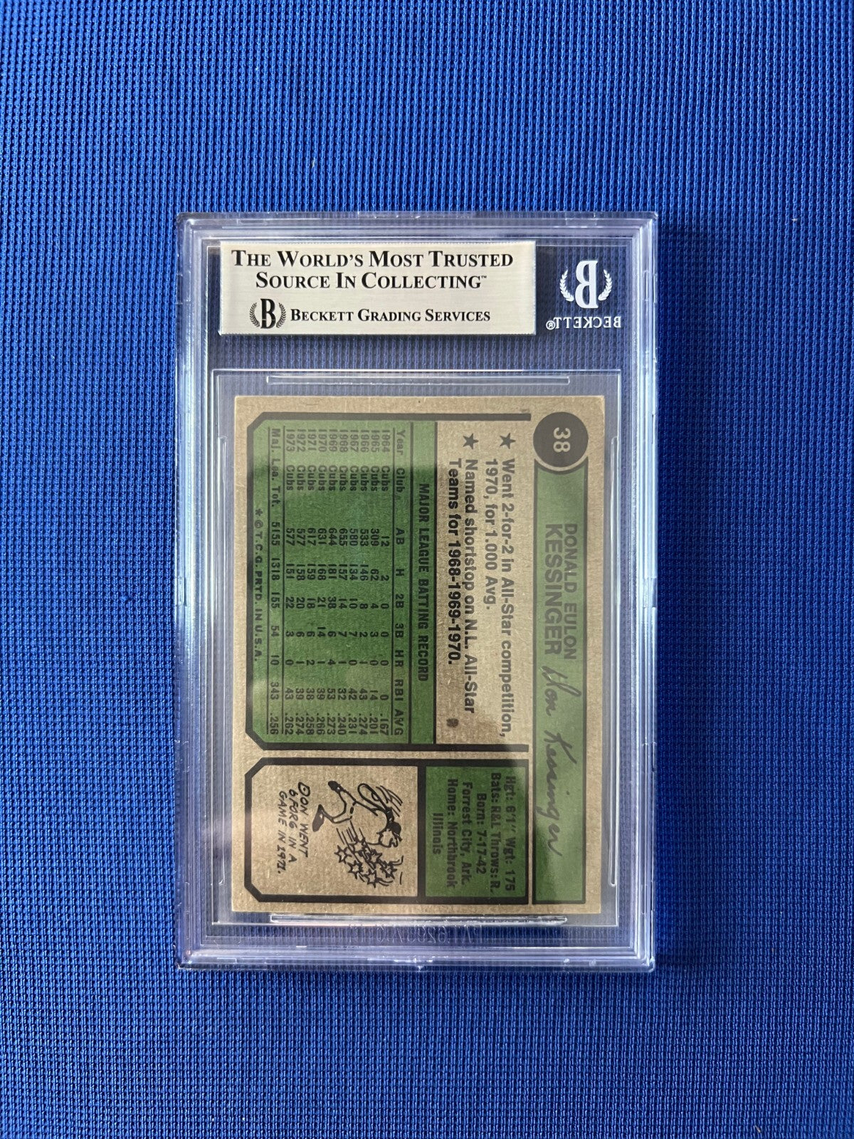 1974 TOPPS DON KESSINGER CHICAGO CUBS SIGNED AUTOGRAPHED #38 BECKETT