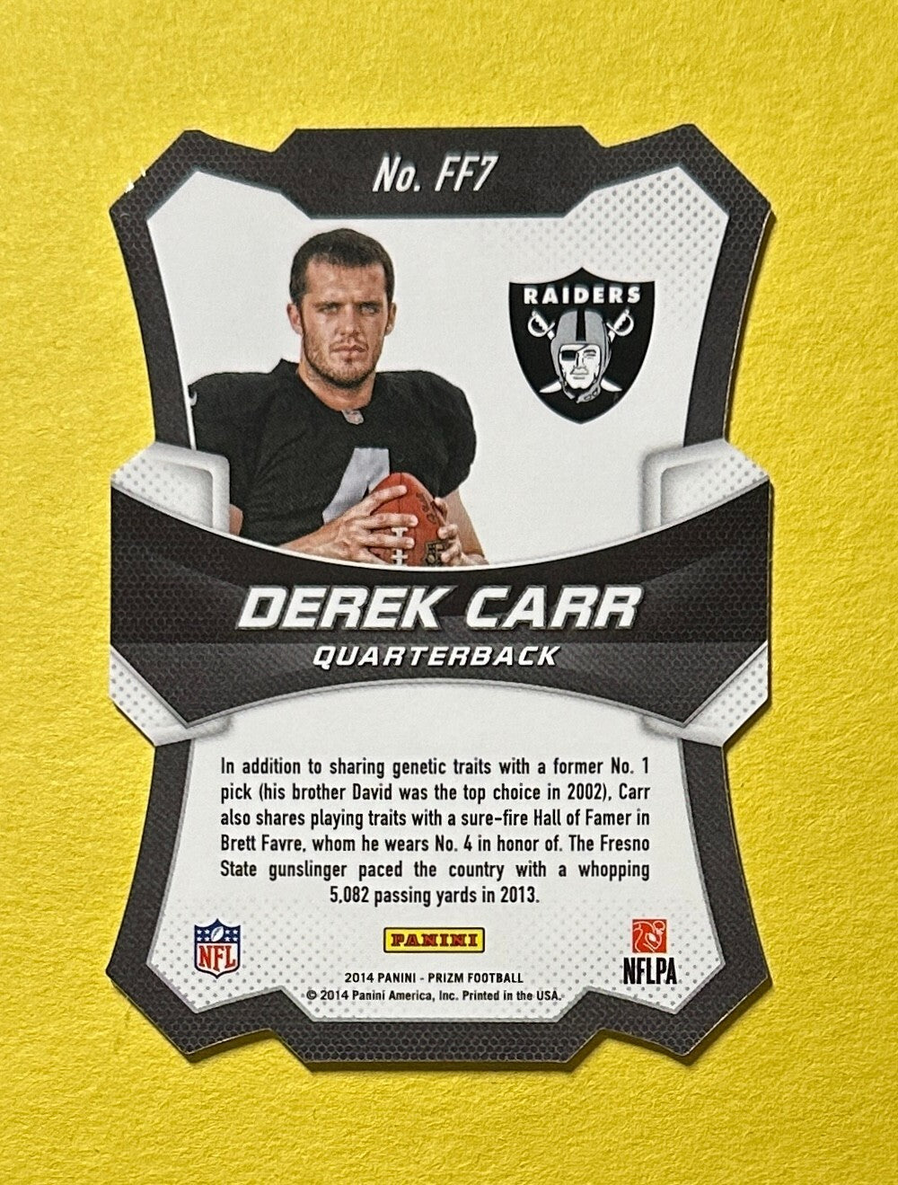 2014 PANINI PRIZM DEREK CARR FRESH FACES ROOKIE CARD #FF7 RAIDERS