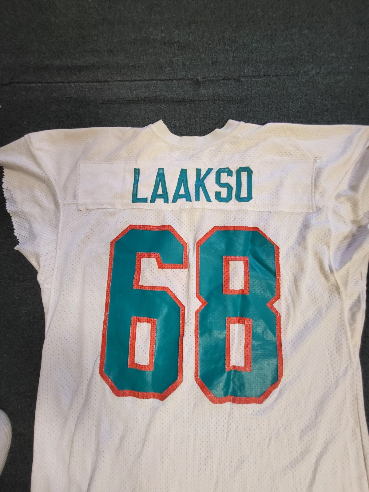 VINTAGE ERIC LAAKSO #68 MIAMI DOLPHINS PRACTICE PLAYER WORN OFFICIAL JERSEY RARE