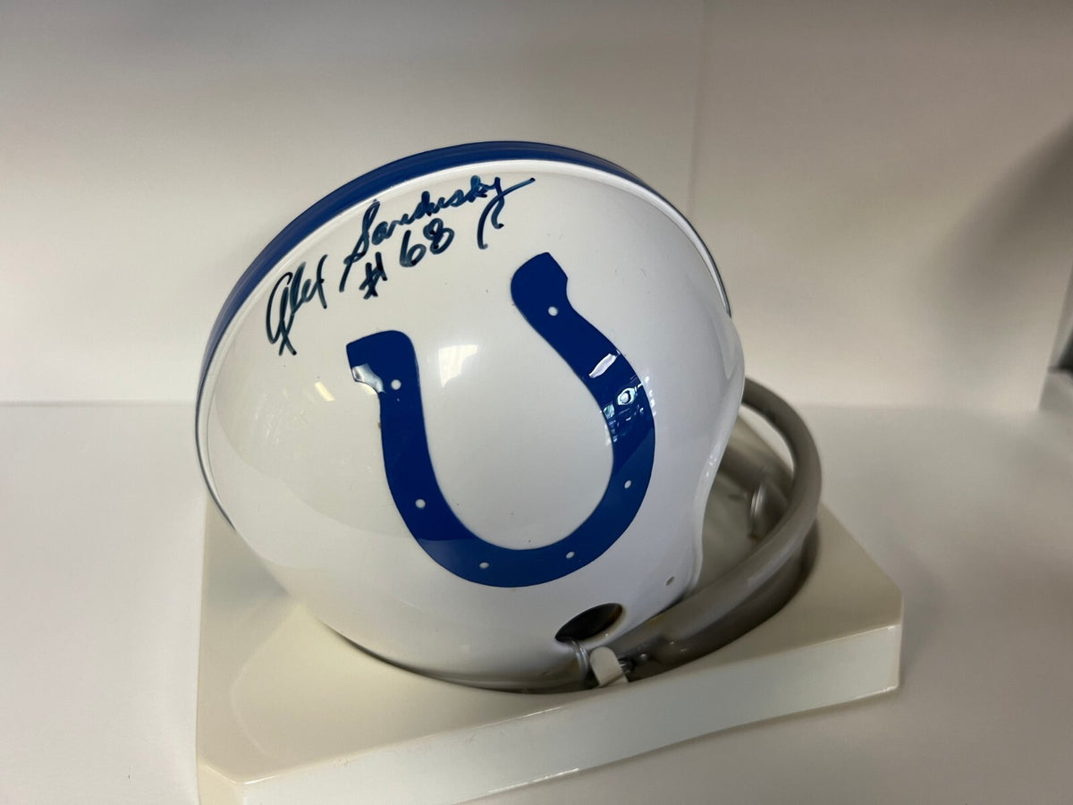 ALEX SANDUSKY #68 BALTIMORE COLTS SIGNED AUTOGRAPHED 2 BAR MINI HELMET W/COA