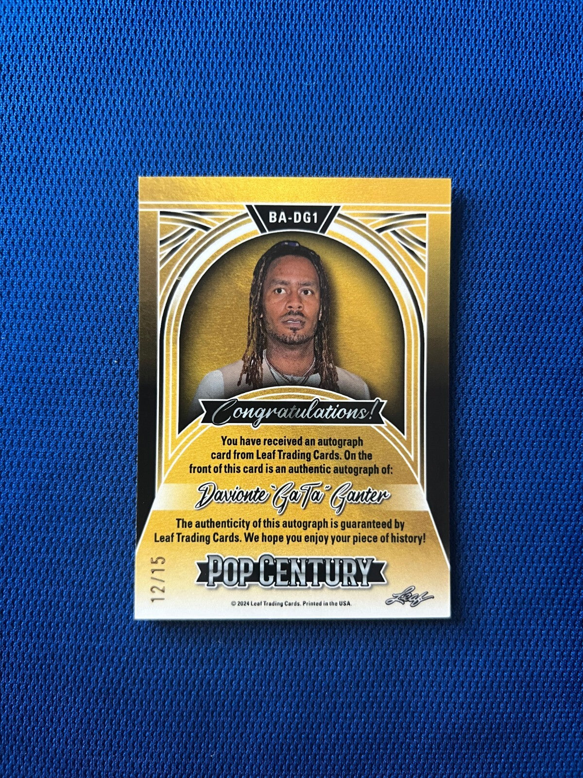 2024 LEAF POP CENTURY DAVIONTE "GATA" GANTER AUTO SIGNED BLUE /15 #BA-DG1