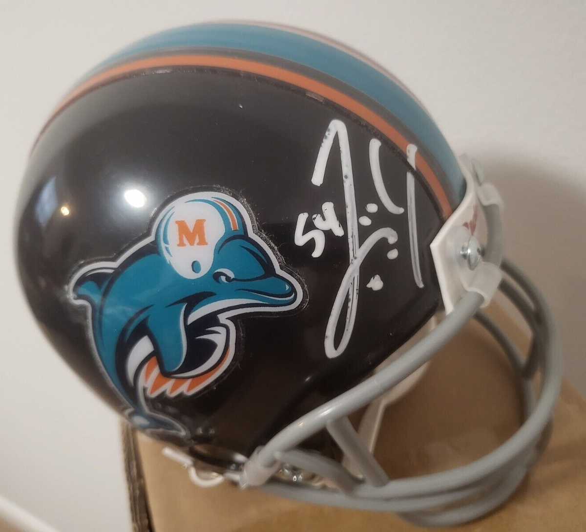 ZACH THOMAS MIAMI DOLPHINS SIGNED AUTOGRAPH CUSTOM MINI HELMET JSA STICKER ONLY