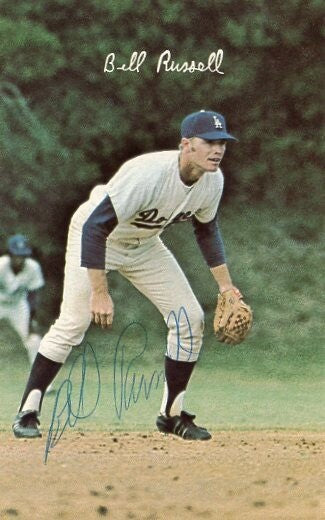 BILL RUSSELL  LOS ANGELES DODGERS SIGNED 4X6 POSTCARD W/ COA