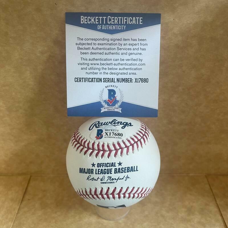 MIKE DAVIS 88 WORLD CHAMPS DODGERS SIGNED AUTO M.L. BASEBALL BECKETT X17680