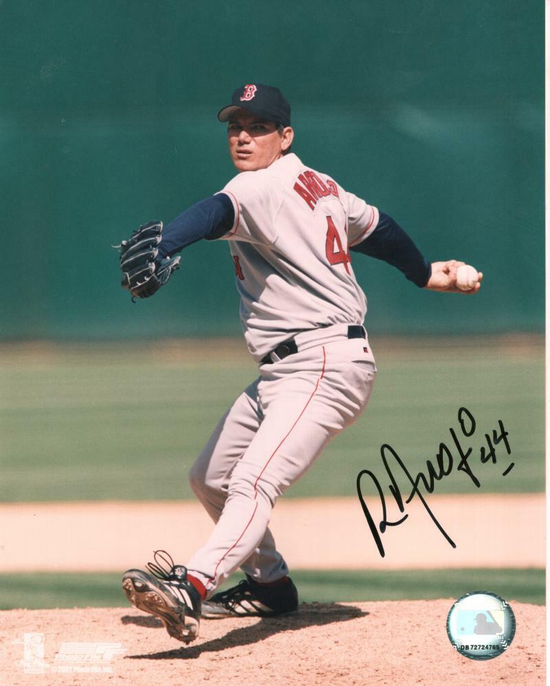 ROLANDO ARROYO BOSTON RED SOX CHAMPS SIGNED AUTOGRAPHED  8X10 PHOTO W/ COA