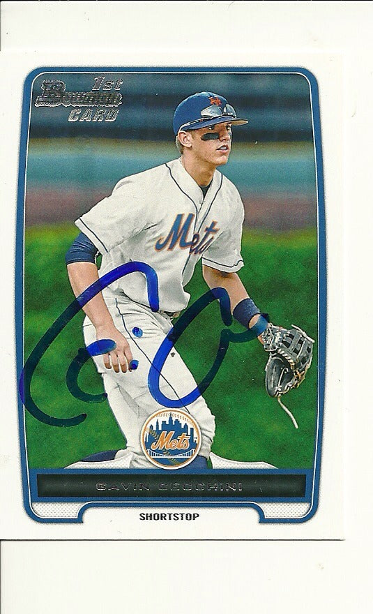 GAVIN CECCHINI NEW YORK METS SIGNED AUTO 2012 BOWMAN CHROME CARD #BDPP17 W/COA