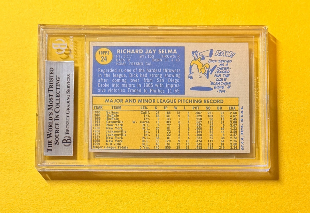 1970 TOPPS DICK SELMA #24 SIGNED AUTO CARD BECKETT AUTHENTIC PHILLIES