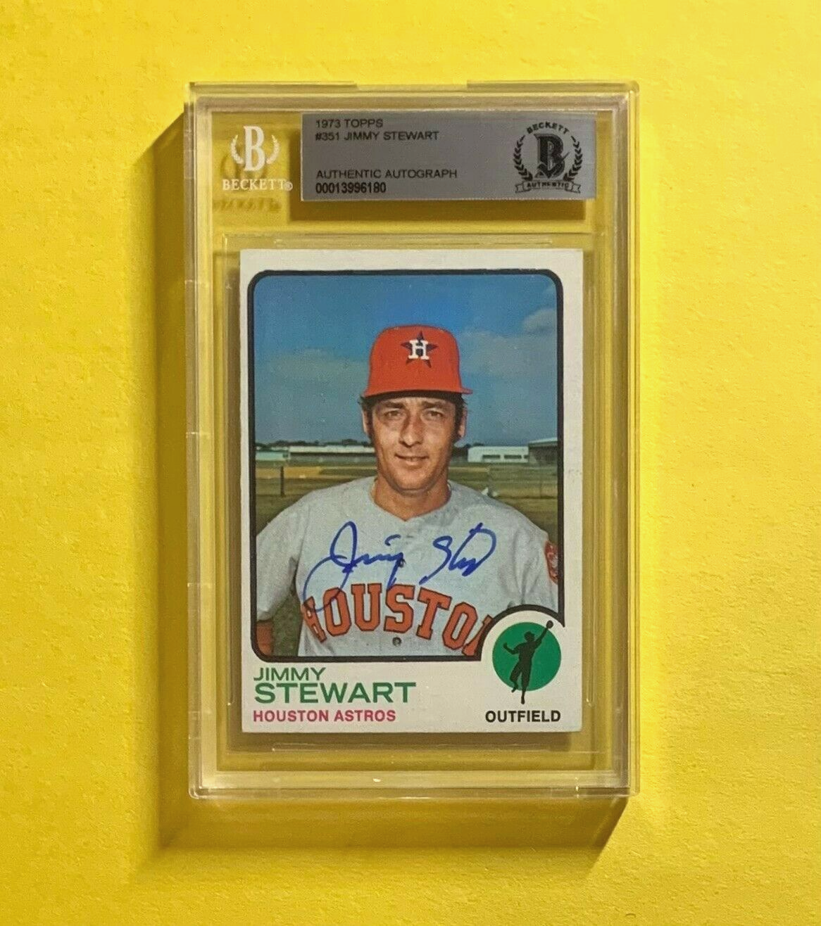 1973 TOPPS JIMMY STEWART #351 AUTHENTIC AUTO BECKETT CERTIFIED ASTROS