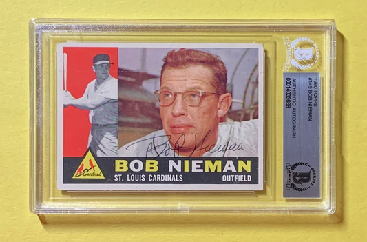 1960 TOPPS BOB NIEMAN #149 AUTHENTIC AUTO BECKETT CERTIFIED CARDINALS