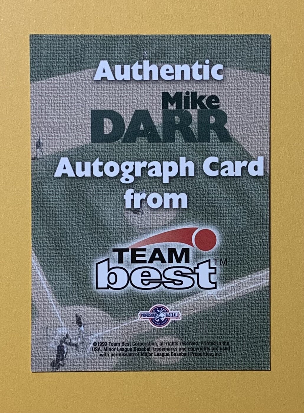 1999 TEAM BEST MIKE DARR AUTOGRAPH MINOR LEAGUE CARD BAY BEARS DECEASED