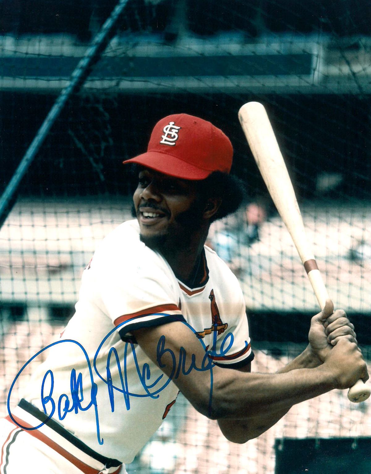 BAKE MCBRIDE ST LOUIS CARDINALS SIGNED AUTOGRAPHED 8X10 PHOTO W/COA