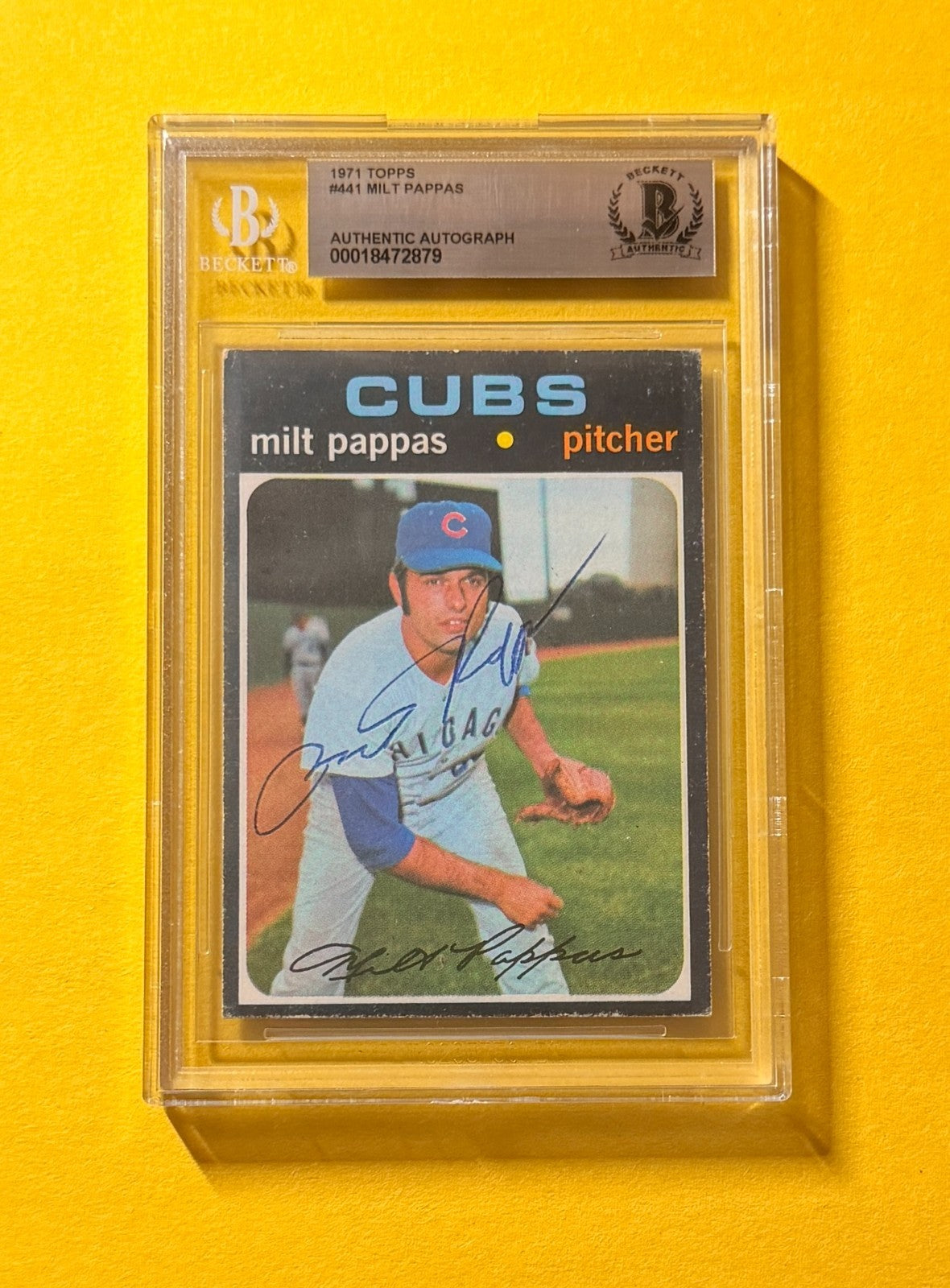 1971 TOPPS MILT PAPPAS #441 SIGNED AUTO CARD BECKETT AUTHENTIC CUBS