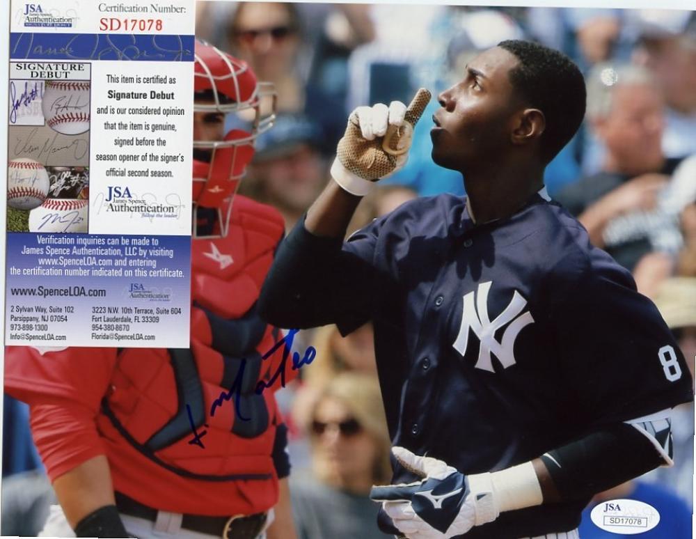 JORGE MATEO HR NEW YORK YANKEES SIGNATURE DEBUT SIGNED 8X10 JSA SD17078