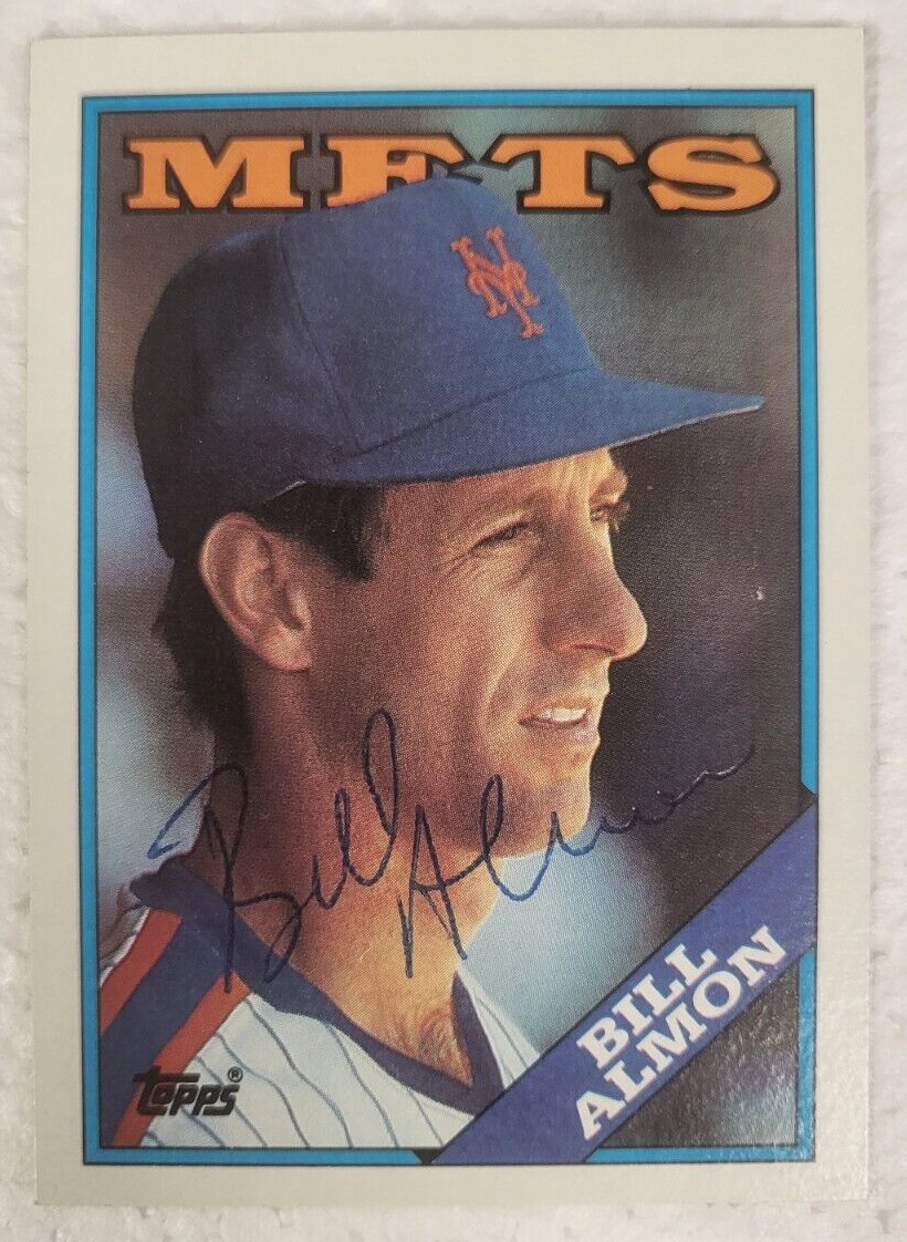 1988 TOPPS BILL ALMON NEW YORK METS SIGNED AUTO CARD #787 W/COA