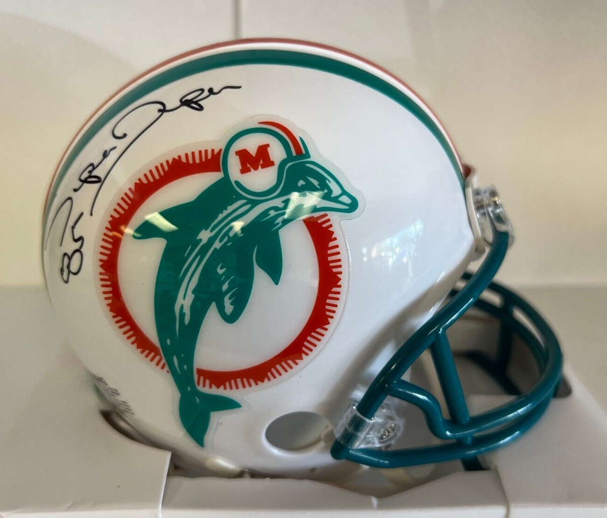 MARK SUPER DUPER MIAMI DOLPHINS SIGNED AUTOGRAPHED THROWBACK MINI HELMET W/COA