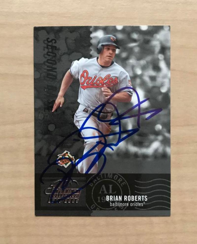 BRIAN ROBERTS BALTIMORE ORIOLES SIGNED AUTOGRAPHED 2005 DONRUSS CARD #1 W/COA 