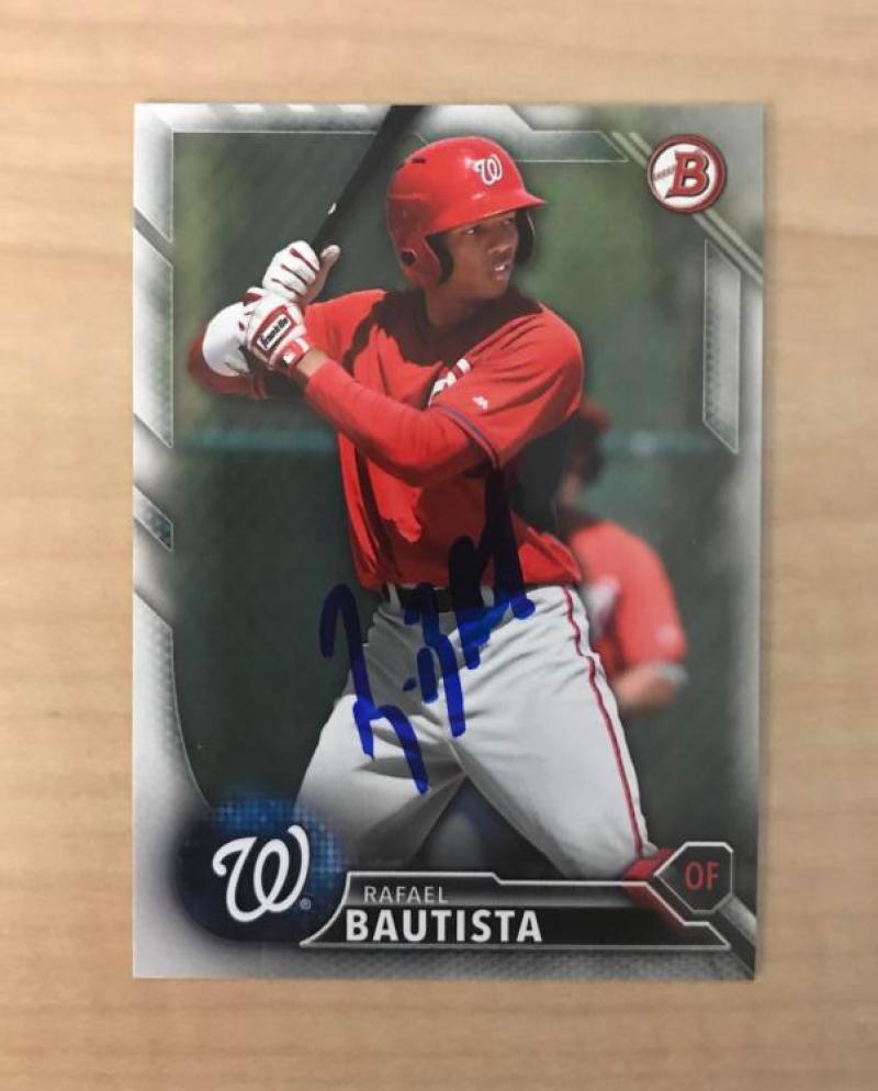 RAFAEL BAUTISTA WASHINGTON NATIONALS AUTOGRAPHED 2016 BOWMAN CARD #BP49 W/COA