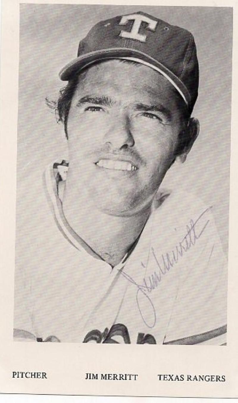 JIM MERRITT  TEXAS RANGERS SIGNED ORIGINAL 3X5 POST CARD W/ COA