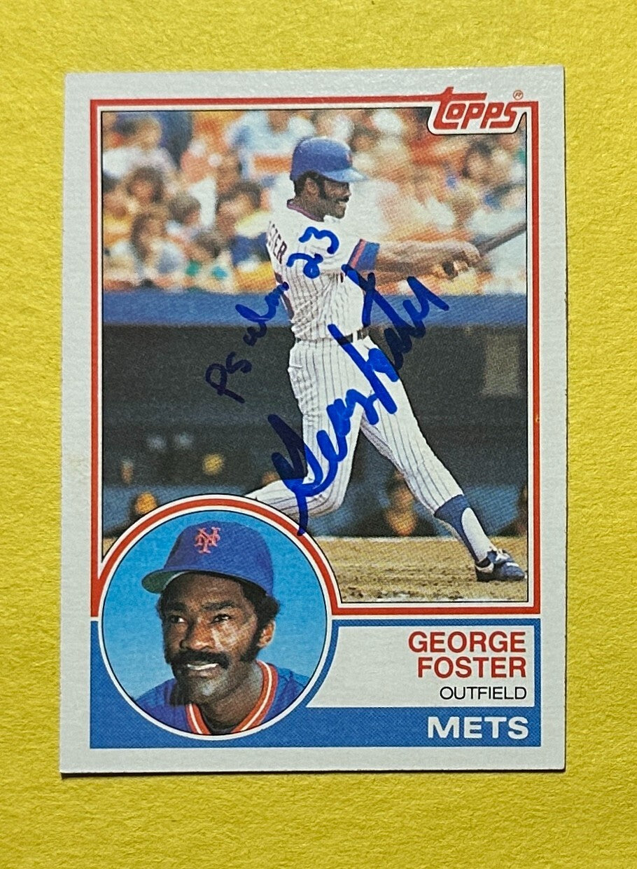 1983 TOPPS GEORGE FOSTER SIGNED AUTOGRAPH CARD W/ COA #80 METS