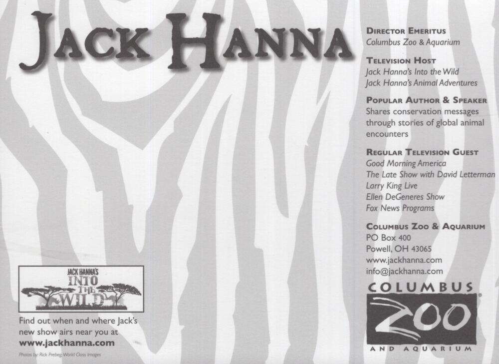 JACK HANNA COLUMBUS ZOO SIGNED AUTOGRAPHED 5X7 POSTCARD W/ COA