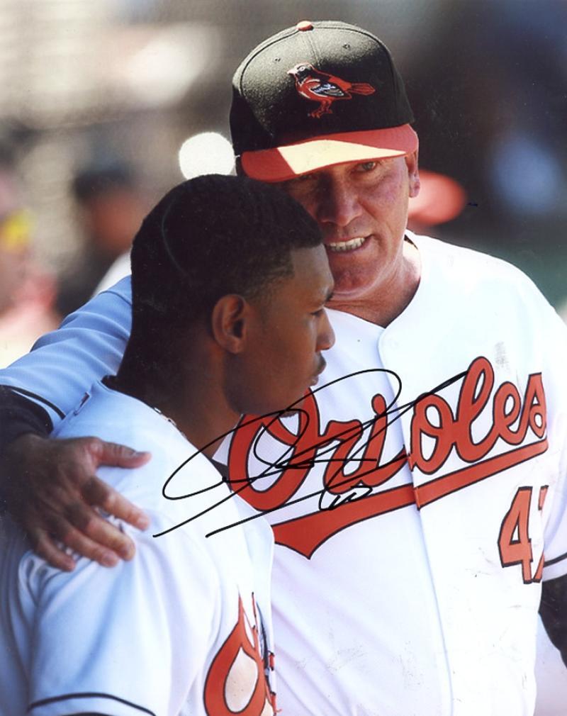 ADAM JONES BALTIMORE  ORIOLES WITH COACH SIGNED 8X10 PHOTO