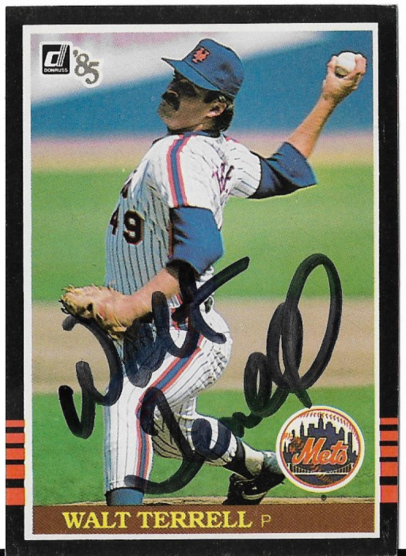 WALT TERRELL NEW YORK METS SIGNED AUTOGRAPH 1985 DONRUSS #597 CARD COA