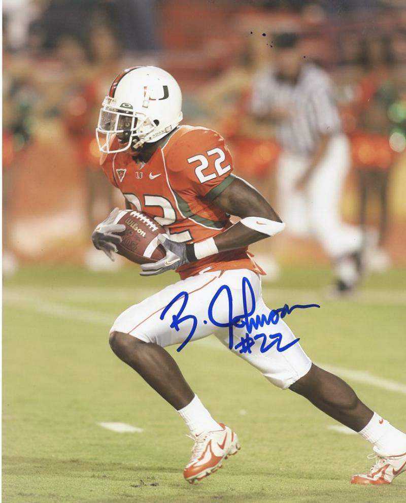 BRUCE JOHNSON #22 MIAMI HURRICANES SIGNED AUTOGRAPHED 8X10 PHOTO W/COA