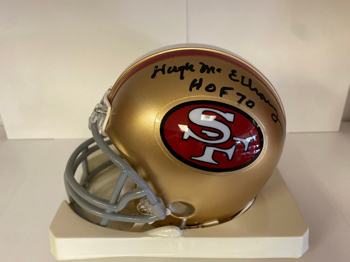HUGH MCELHENNY SF 49ERS HOF 70 DOUBLE SIGNED AUTOGRAPHED MINI HELMET W/COA