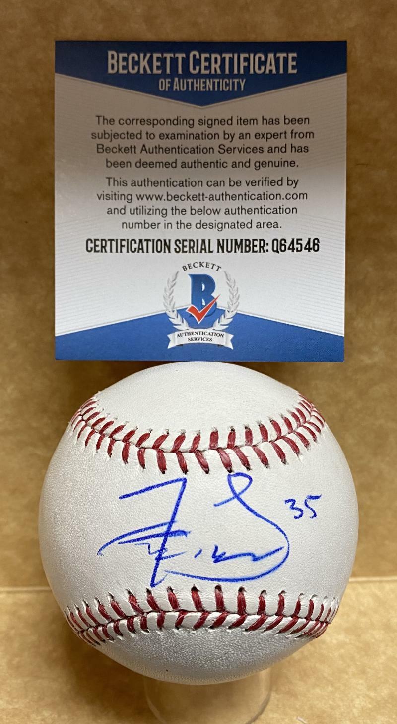 FRED LEWIS REDS/GIANTS SIGNED AUTOGRAPHED M.L. BASEBALL BECKETT Q64546