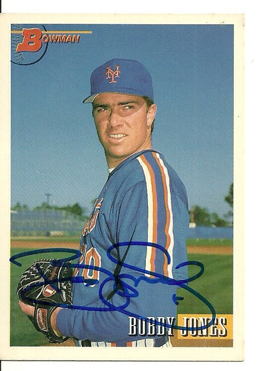 BOBBY JONES NEW YORK METS SIGNED AUTO 1993 BOWMAN CARD #650 W/COA