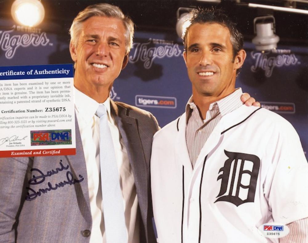 DAVE DOMBROWSKI W/ AUSMUS TIGERS SIGNED 8X10 PHOTO W/ PSA Z35675