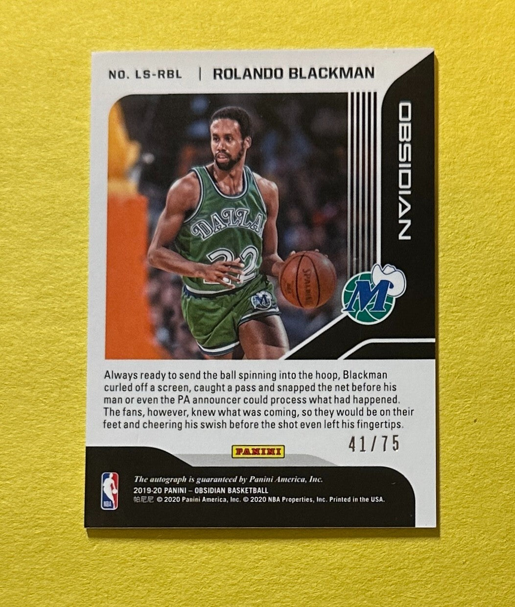 2019-20 PANINI OBSIDIAN ROLANDO BLACKMAN LIGHTNING STRIKE AUTO /75 #LS-RBL