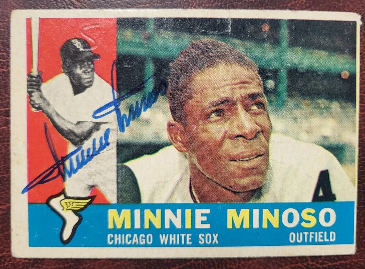 1960 TOPPS MINNIE MINOSO CHICAGO WHITE SOX SIGNED AUTOGRAPHED CARD #365 W/COA