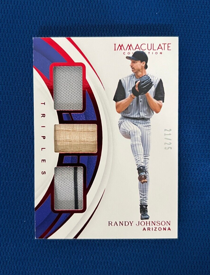 2019 IMMACULATE RANDY JOHNSON ARIZONA DBACKS TRIPLE BAT JERSEY CARD /25