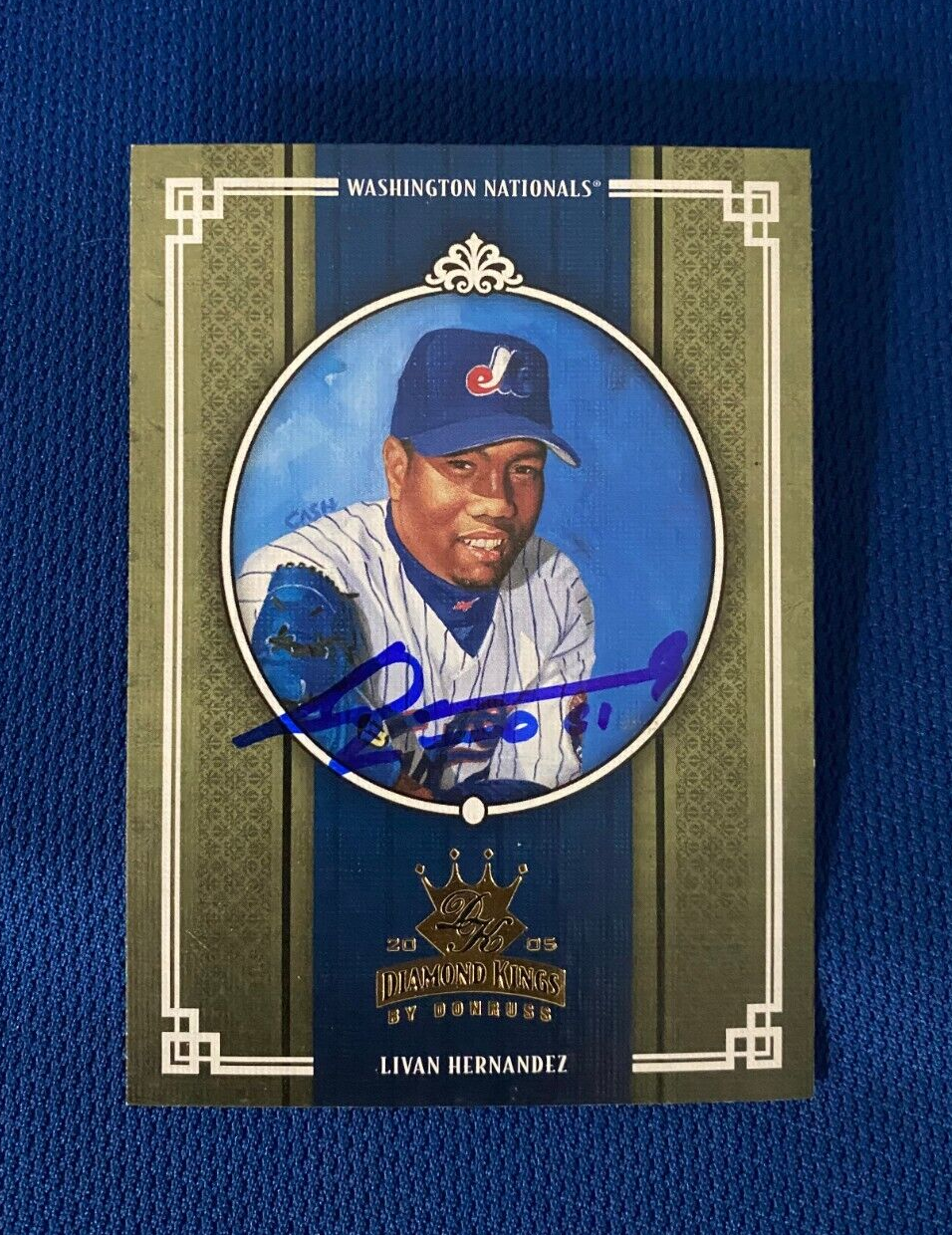 2005 DONRUSS DIAMOND KINGS LIVAN HERNANDEZ EXPOS AUTOGRAPH SIGNED CARD #140 COA